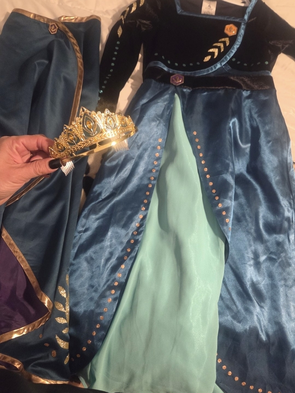 Disney Blue and Teal Princess Anna (FROZEN) Dress with Gold Tiara